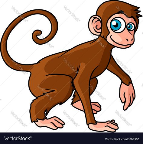 Cartoon brown monkey character Royalty Free Vector Image Side View Illustration, Monkey Character, View Illustration, Character Vector, Single Image, Big Eyes, Side View, Free Vector Images, Scooby Doo