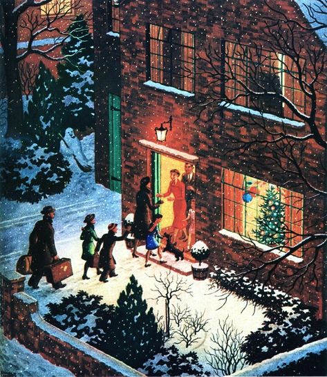 Vintage Christmas Images, Christmas Feeling, Old Fashioned Christmas, Christmas Past, Christmas Scenes, Winter Art, Vintage Christmas Cards, Christmas Mood, Christmas Illustration