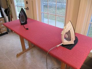 Sew Many Ways...: Tool Time Tuesday...Make Your Own Ironing Board Diy Ironing Board Table, Ironing Board Tables, Diy Ironing Board, Wooden Ironing Board, Ironing Table, Ironing Station, Sewing Spaces, Board Table, Sewing Room Decor