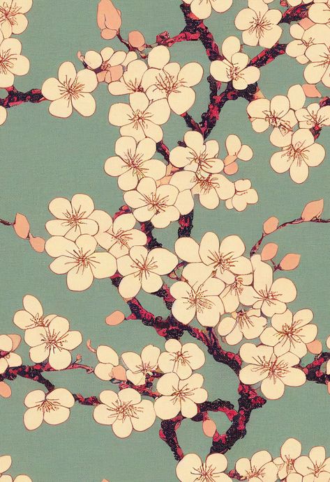 Bring the beauty of cherry blossoms into your home with our Digital Cherry Blossom Tile Print! This stunning poster features a repeating tile pattern of delicate pink and white cherry blossoms that will instantly brighten up any space. You can stack multiple posters in any direction to create a giant stunning piece. Perfect for lovers of nature, Japanese art, and anyone who wants to add a touch of elegance to their décor. Simply download, print, and display as a striking centrepiece on your wal Cherry Blossom Graphic, Japanese Flowers Aesthetic, Japanese Prints Pattern, Cherry Blossom Tree Art, Cherry Blossom Poster, Yellow Cherry Blossom, Blossom Illustration, Japanese Decoration, Cherry Poster