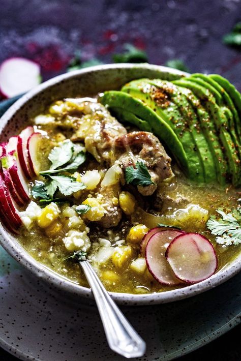 Corn Tortilla Soup, Posole Verde Recipe, Pork Posole, Pozole Recipe, Honey Pork, Verde Recipe, Leftover Pork, Corn Tortilla, Summer Corn