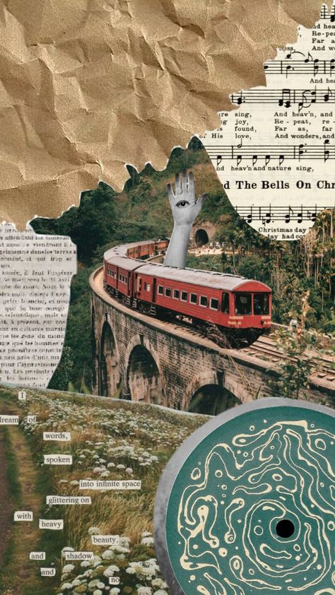 #aestheticmoodboard #moodboard #collage#vintage #green #train #flowergarden #flowers #love Train Collage, Map Collage, Moodboard Collage, Flowers Love, Collage Vintage, All Aboard, Letter Art, Digital Collage, Collage Art