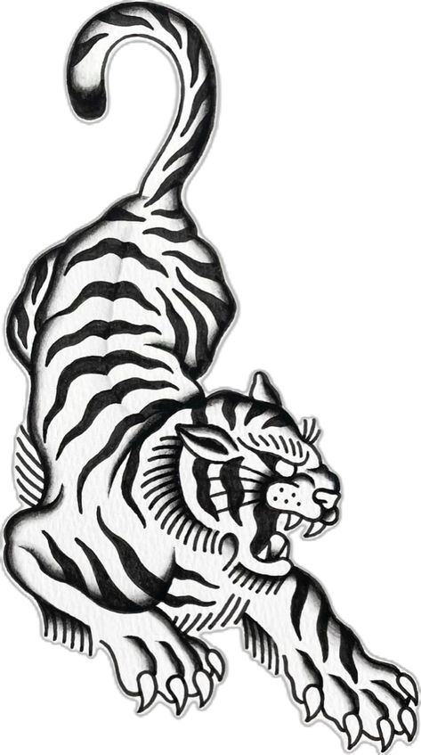 Trad Tiger Tattoo, Tiger Tattoo Traditional, Tiger Traditional Tattoo, American Traditional Tiger, Tiger Graphic Design, Nepal Tattoo, Traditional Tiger Tattoo, Paper Tattoo, Tiger Head Tattoo