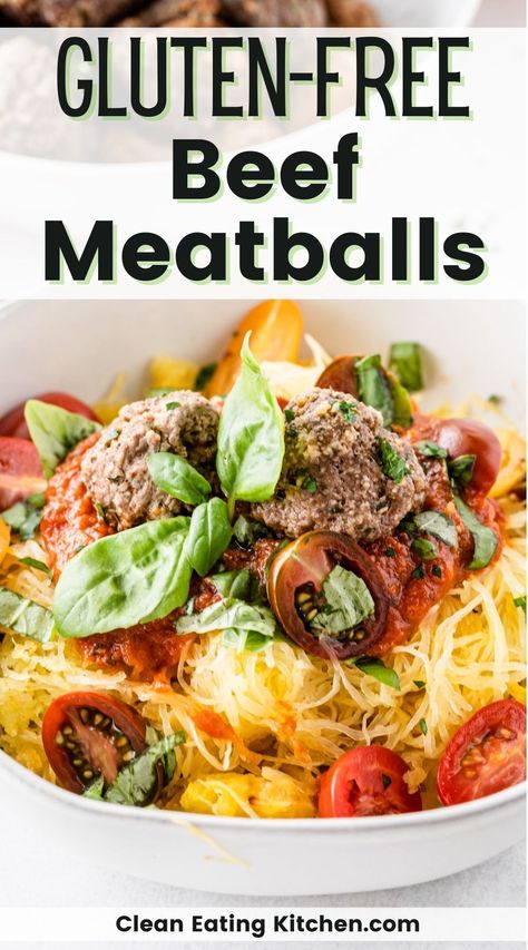 These Gluten-Free Meatballs are juicy and flavorful. Make them for an easy weeknight meal or as part of your healthy meal prep. Serve plain or with your choice of cooked pasta or spaghetti squash plus marinara sauce. This allergy-friendly recipe is also made dairy-free. Dairy Free Meatballs, Gluten Free Meatballs, Cooked Pasta, Healthy Beef, Gluten Free Recipes For Dinner, Allergy Friendly Recipes, Health Recipes, Gluten Free Dinner, Eating Recipes