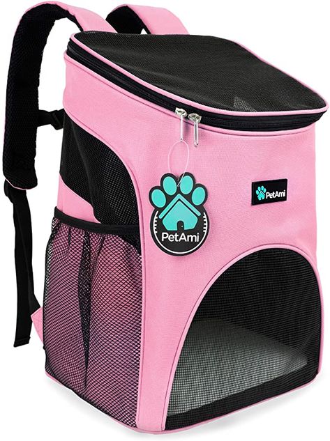 Amazon.com : PetAmi Premium Pet Carrier Backpack for Small Cats and Dogs | Ventilated Design, Safety Strap, Buckle Support | Designed for Travel, Hiking & Outdoor Use (Pink) : Pet Supplies Sherpa Bedding, Dog Bike Basket, Airline Approved Pet Carrier, Pet Carrier Backpack, Cat Backpack Carrier, Pet Sling, Biking With Dog, Pet Backpack Carrier, Pet Backpack