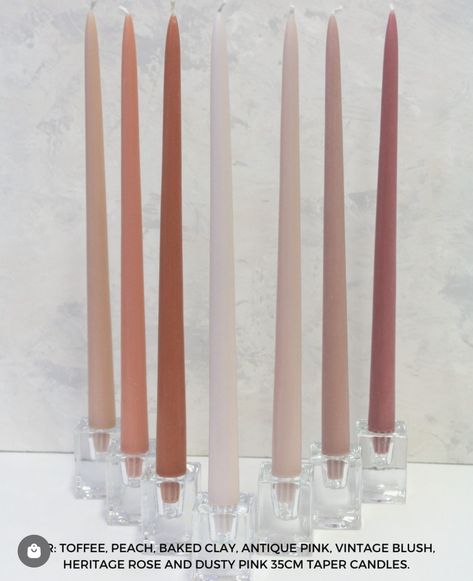 Pink Taper Candles, Taper Candles Wedding, Earthy Ceramics, Heritage Rose, Earthy Palette, Southern Lights, Candle Wedding Centerpieces, Orange Candle, Rose Peach