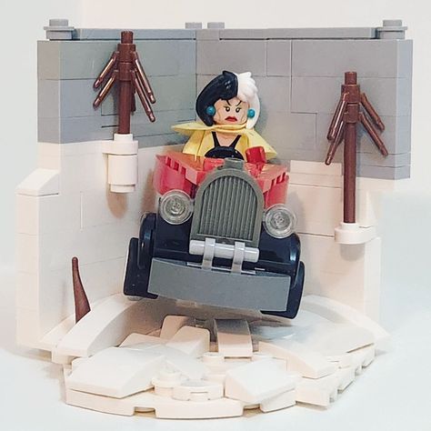 Day 1 of the #disneyhabitats24 challenge hosted by @brickfambuilds and @brickswhynot. I'm starting off with the character that utterly terrified me as a child, Cruella de Vil. Last pic is the inspiration. Open to constructive feedback on how to improve! #legohabitat #habitatchallenge #minifigurehabitats #legominifigures #legominifigure #afol #ladieswholego #disney #disney100 #cruella Lego Mini Builds, Lego Habitat, Legos Sets, Disney Lego, Constructive Feedback, Step On A Lego, Lego Challenge, Lego Board, Lego Diy