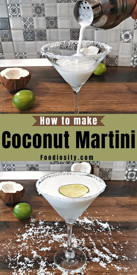 Coconut Vodka Drinks, Best Martini Recipes, Coconut Martini, Martini Recipes Easy, Martini Recipes Vodka, Vodka Sour, Christmas Drinks Alcohol Recipes, Easy Alcoholic Drinks, Cream Of Coconut