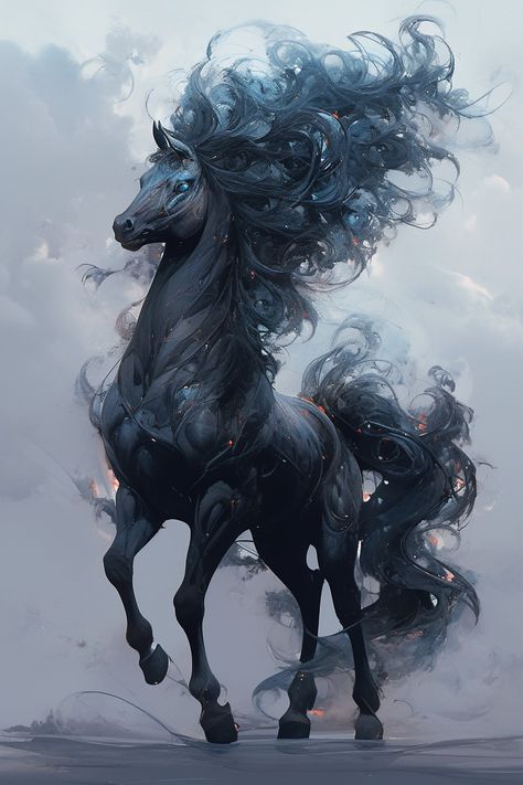 Monster Horse Art, Magical Animals Art, Shadow Horse Fantasy Art, Fantasy Horse Creature, Fantasy Shadow Creature, Mythological Creatures Art, Dnd Horse, Fantasy Animals Magical Creatures, Dark Fantasy Creatures