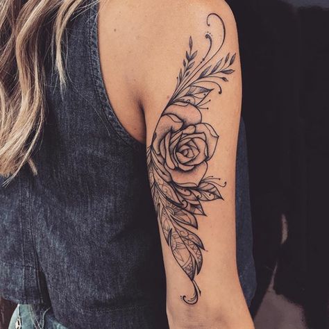 Tumblr is a place to express yourself, discover yourself, and bond over the stuff you love. It's where your interests connect you with your people. Tattoo Back Of Arm, Mama Tattoos, Sarah Tattoo, A Rose Tattoo, Back Of Arm Tattoo, Upper Back Tattoos, Tattoo Back, Upper Arm Tattoos, Geniale Tattoos