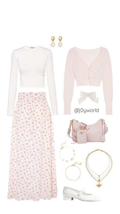 @j0yworld #pink #outfitinspo #pinkaesthethic #prada #pradabag #maryjane Pink Modest Outfits, Modest Aesthetic Outfits, Modest Girly Outfits, Stile Blair Waldorf, Modesty Outfits, Cute Modest Outfits, Pretty Fashion, Easy Trendy Outfits, Church Outfits