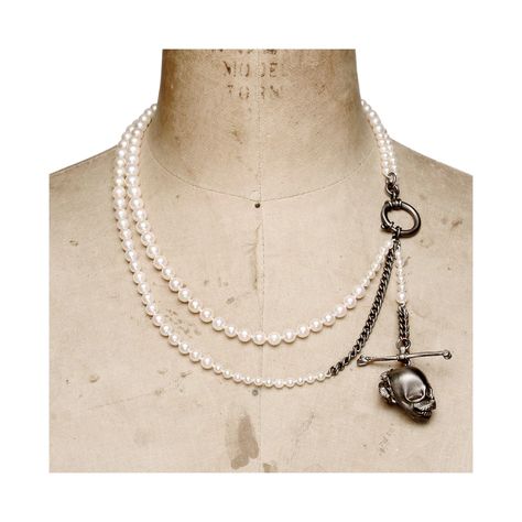 PEARL SKULL FOB | JULIA deVILLE Skull Pearl Necklace, Skull Pearl, Pearl Skull, Head Necklace, Pearl Rosary, Craft Jewelry, White Coral, Skull Head, Skull Necklace