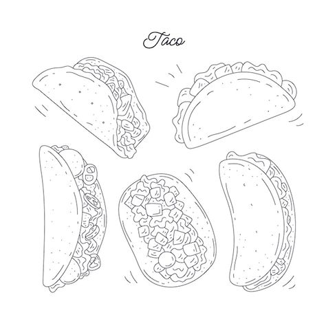 Free vector hand drawn taco outline ill... | Free Vector #Freepik #freevector #delicious #tacos #outline #tasty Delicious Tacos, Outline Illustration, Psd Icon, Vector Hand, Vector Photo, Hand Drawn, Tacos, Vector Free, How To Draw Hands