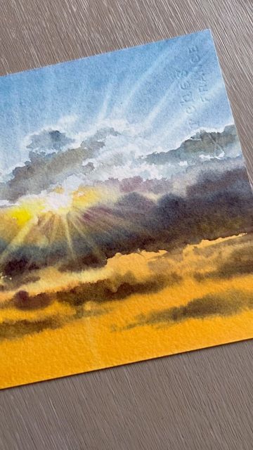 Anna N on Instagram: "Another sky painting for you with the sunshine ☀️ @supervisionart on Arches #sunshine #clouds #sky" Drawing Sky, Cloud Canvas Art, Watercolor Guide, Watercolor Art Landscape, Watercolor Clouds, Watercolor Blog, Sunrise Painting, Cloud Canvas, Paint Drawing