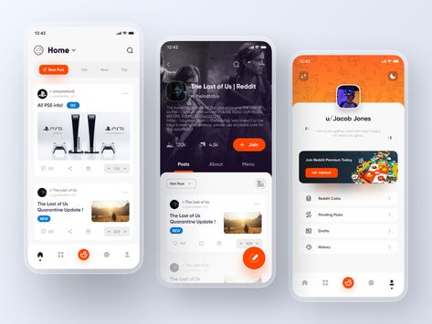 Reddit App Redesign by YueYue🌙 for Top Pick Studio on Dribbble Best App Design, Social App Design, App Redesign, Music Player App, Redesign Ideas, App Ideas, Ui Design Website, App Ui Design, Ux Web Design