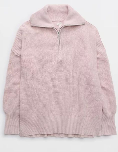 Aerie Beyond Quarter Zip Sweater Pink Quarter Zip, Aerie Clothing, Sweaters Cropped, Ideal Closet, Oversized Sweaters, Chenille Sweater, Quarter Zip Sweater, Birthday Wishlist, Simple Trendy Outfits