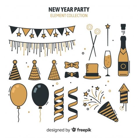 Nye Illustrations, New Years Doodles, Budgeting Journal, Bullet Journal On Ipad, New Year Doodle, Fireworks Clipart, Party Elements, New Years Ball, New Year Clipart