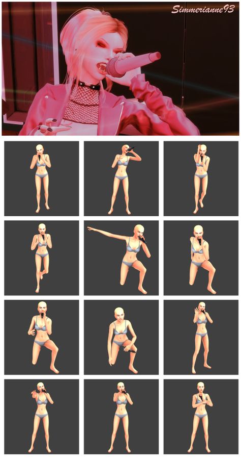 Singer Sims 4 Cc, Sims 4 Rockstar Poses, Sims 4 Rock Band Poses, Sims 4 Superhero Poses, Sims 4 Photoshoot Studio Cc, Sims 4 Cc Singer, Ts4 Body Sliders, Sims 4 Guitar Poses, Body Turnaround