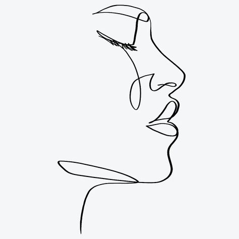 She Is Tattoo, Single Line Face Tattoo, Embroidery Face Outline, Womans Face Tattoo Design, Outline Face Tattoo, Women Face Outline Art, Face Line Tattoo, Woman Outline Tattoo, Sillouttes Tattoos