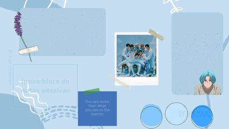 Blue Stray Kids, Aesthetic Bg, Langa Sk8, Laptop Organization, Collage Pics, Blue Collage, Desktop Wallpaper Organizer, Anime City, Wallpaper Kpop