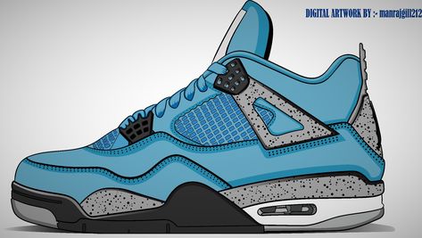 Here's The Nike Air Jordan 4 Retro 'University Blue' 👟 Digital Illustration #nike #airjordan4retro #airjordan #shoeillustration #adobeillustrator #adobeillustration #adobeillustratordraw Air Jordan 4 Drawing, Jordan 4 Animated, Jordan 4 Cartoon, Air Jordan Illustration, Jordan 4 Drawing, How To Draw Jordans, Shoe Illustration, Marvel Shoes, Pink Jordans