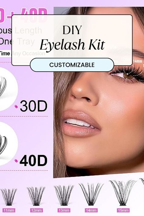 DIY Lash extension kit comes with 280 PCS CLUSTER LASHES (30D+40D), LASH BOND AND SEAL *1, LASH APPLICATOR*1 per box. Save time and money!! Made with the finest updated PBT materials to ensure softness, thickness, durability and longevity. Designed to give you fuller lashes that look more natural than traditional false eyelashes. Create a customizable lash look. The cluster lashes pack is versatile and can be used for a variety of occasions. Easy-Application! Risk-Free Purchase! 30d 40d Lashes, Lash Extension Kit, Eyelash Kit, Eyelash Extension Kits, Diy Lash Extensions, Diy Eyelash Extensions, False Eyelashes, Lash Extensions, Eyelash Extensions