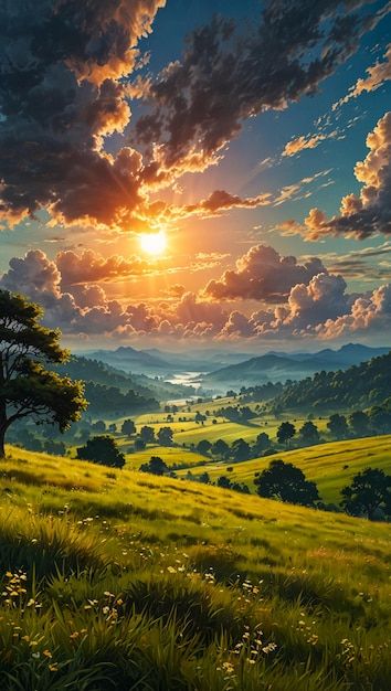 Natural Mountain Landscaping Ideas, Dnd Painting Ideas, Pretty Wallpapers Backgrounds Nature, Landscape From Above, Natural Scenery Painting, Fantasy Artwork Landscape, Fantasy Scenery, Beautiful Landscape Paintings, Sunset Mountains