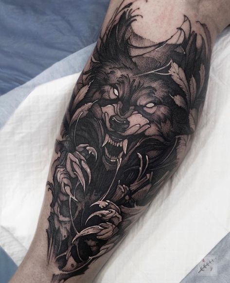 #angrywolf #wolftattoo #darktattoo #bobavhett #animalstattoo #voiceofink #polandtattoos #besttattoostudio #wroclaw #tattoos #ink #bodyart #bodyink #bodylovers #tattoolovers #tattooteam Kurt Tattoo, Skin Tear Tattoo, Voodoo Doll Tattoo, Werewolf Tattoo, Fenrir Tattoo, Poland Tattoo, Emo Tattoos, Half Sleeve Tattoos Forearm, Lower Leg Tattoos