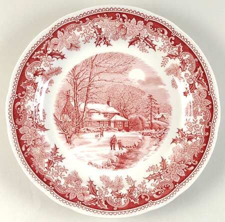 Spode Winter's Eve-Red at Replacements, Ltd Christmas Dinner Plates, Red Transferware, Fine China Dinnerware, Christmas China, Christmas Dinnerware, China Dishes, Christmas Dishes, Christmas Plates, Antique China