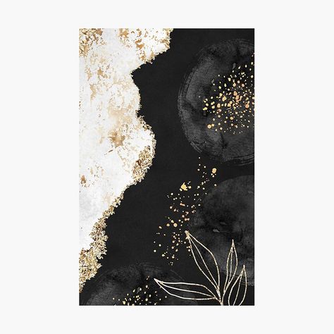 Black And Gold Painting Ideas, Black White And Gold Art, Black White And Gold, Black And Gold Painting, Black And Gold Art, Black And Gold Watercolor, Black And Gold Calligraphy, Gold Leaf Calligraphy, Black Gold Texture Painting