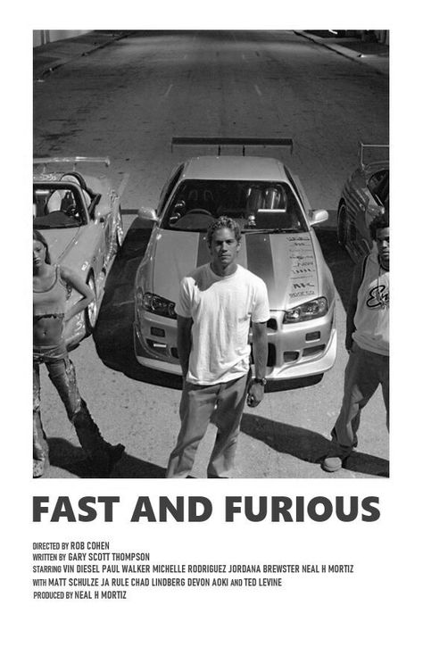 Car Posters Black And White, Fast And Furious Black And White, Posters For Guys Rooms, Posters For Mens Room, Fast And Furious Vintage, Mens Posters, Black And White Posters Aesthetic, Fast And Furious Poster, Paul Walker Poster