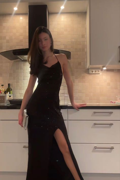 Prom Black Sparkly Dress, Dark Prom Dresses Black, Black Prom Dress With Sparkles, Prom Dress Black Sparkle, Black Cowl Neck Prom Dress, Glitter Black Dress Long, Sparkle Black Prom Dress, Long Black Glitter Dress, Black Sparkling Prom Dress