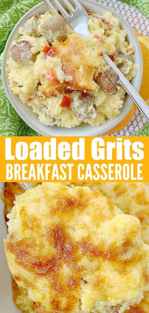 Oven Baked Grits Casserole, Loaded Grits Crockpot, Recipes Using Grits, Grits Breakfast Bowl, Southern Breakfast Recipes, Loaded Grits, Grits Recipe Breakfast, Leftover Grits, Grits Breakfast Casserole