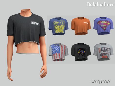 Sims 4 Cc Feminine Male Clothes, Sims 4 Male Crop Top, Sims 4 Clothing Cc Female, Cc Men, Boy Crop Top, Cc Male Clothes, Men Crop Top, Sims 4 Cc Male, Crop Top Men