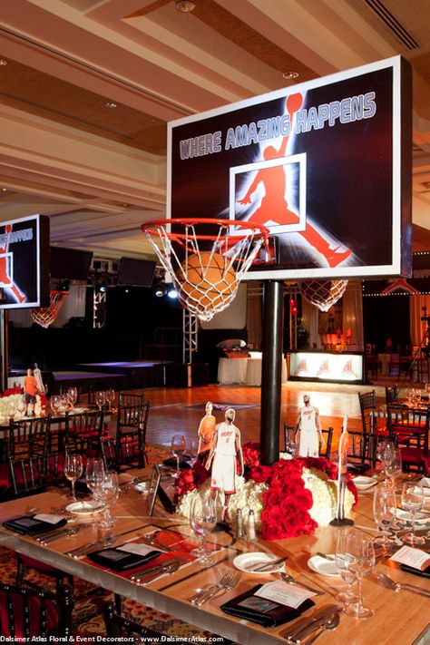 Basketball Centerpieces, Basketball Bar Mitzvah, Bar Mitzvah Centerpieces, Basketball Theme Birthday, Mitzvah Centerpieces, Bar Mitzvah Themes, Basketball Theme Party, Mitzvah Themes, Bar Mitzvah Party