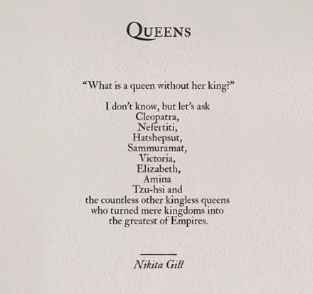 What is a queen without her king? Her King, Nikita Gill, King Quotes, Feminist Quotes, Empowerment Quotes, Caption Quotes, Badass Quotes, Queen Quotes, Reminder Quotes