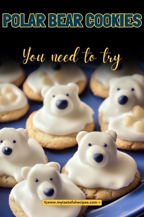 These Polar Bear Cookies are a must-try for your Christmas dessert spread! With soft, buttery cookies and adorable polar bear faces, these treats are perfect for holiday parties, cookie exchanges, or gifting. A festive, fun, and delicious treat everyone will love! Polar Bear Biscuits, Polar Bear Snacks, Best Chocolate Icing, Polar Bear Cookies, Cute Christmas Desserts, Polar Bear Face, Dessert Spread, Bear Cookies, Buttery Cookies