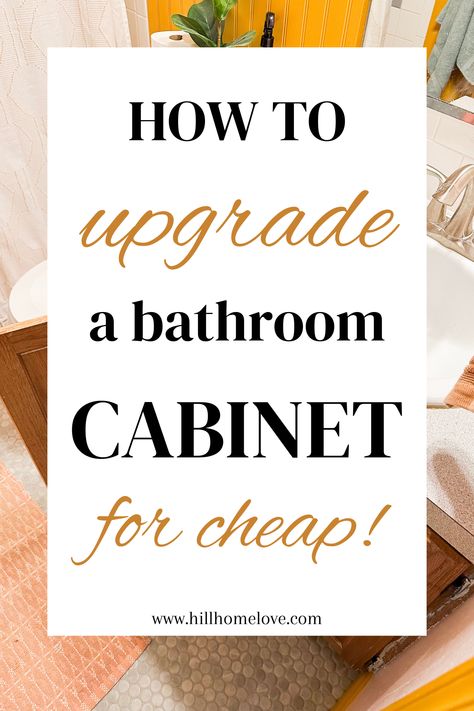 11 Ways to Upgrade A Bathroom Vanity Without Replacing It Updated Bathroom Hardware, Build Vanity Bathroom, Old Vanity Makeover Bathroom, How To Replace Bathroom Vanity, Add Feet To Bathroom Vanity, Refinished Bathroom Vanity, Bathroom Cabinet Renovation, Replacing Bathroom Vanity, Large Vanity With One Sink