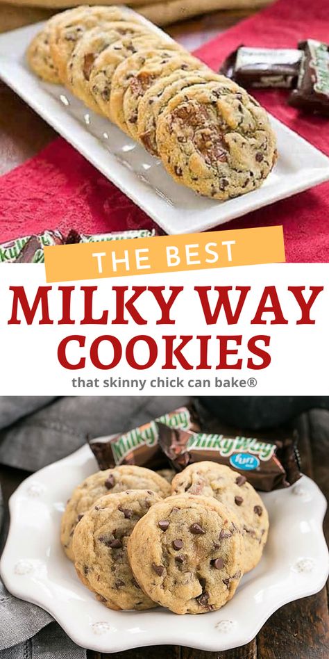 Recipes Using Milky Way Candy Bars, Milkyway Desserts, Milky Way Desserts, Milky Way Recipes, Milky Way Dessert, Milkyway Cookie, Milky Way Chocolate, Unhealthy Desserts, Halloween Chocolate Chip Cookies