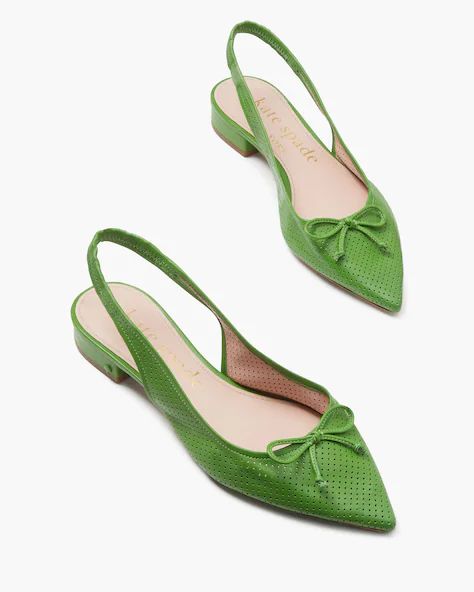 Green Pantone, Kate Spade Green, Leather Jewels, T Bar Shoes, Kate Spade Outlet, Shoes Too Big, Snakeskin Heels, Slingback Shoes, Bow Flats