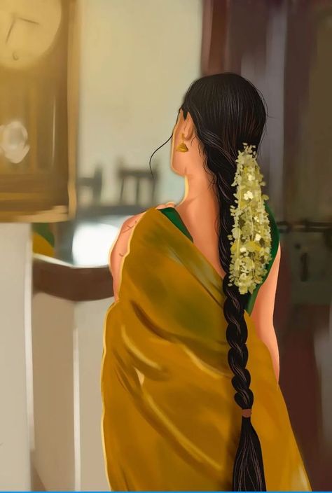 Long Hair Images, Indian Women Painting, Indian Illustration, Saree Poses, Beautiful Status, Cute Couple Drawings, Illustration Art Girl, Girly Art Illustrations, Indian Aesthetic