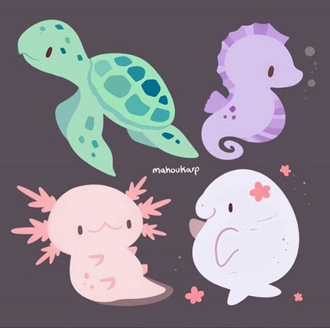 Animals Aesthetic, Animals Drawing, Drawing Aesthetic, Drawing Animals, Underwater Animals, Water Animals, Animal Drawing, Creature Drawings, Sea Animal