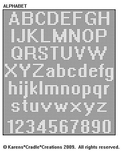 Filet Crochet Pattern. Original Filet Crochet Pattern Artwork © Karens B50 Filet Crochet Patterns Free Charts, Filet Crochet Patterns Free, Crochet Letters Pattern, Crochet Graph Patterns, Filet Crochet Patterns, Cross Stitch Letter Patterns, Plastic Canvas Letters, Crochet Alphabet, Cross Stitch Numbers