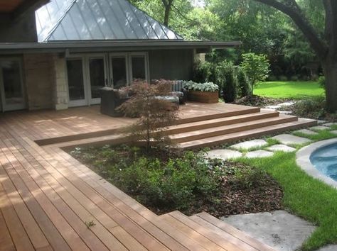 Deck Design - Dallas, TX - Photo Gallery - Landscaping Network Wood Deck Designs, Pergola Cover, Ipe Wood Deck, Deck Steps, Timber Frames, Patio Deck Designs, Wooden Deck, Replacement Canopy, Real Estat