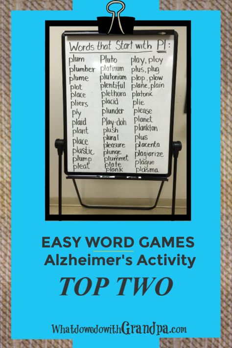 Best Alzheimer's Group Word Games > WhatdowedowithGRANDPA.com When working with Alzheimer's groups, the key is to keep it simple! These two games are the ones I do all the time because everyone participates. Even those with limited sight can play! Whiteboard Games For Seniors, Cognitive Games For Seniors, Memory Care Crafts, Word Games For Seniors, Games For Seniors, Senior Care Activities, Whiteboard Games, Assisted Living Activities, Memory Care Activities