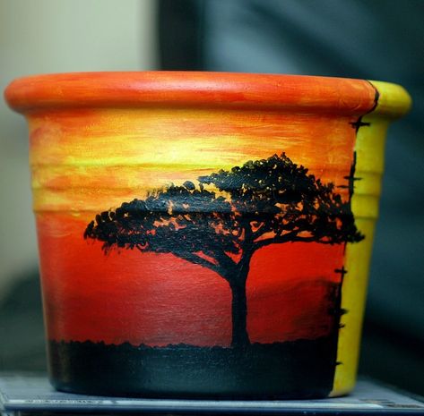 Flower pot - acrylic paint by https://www.deviantart.com/czajka on @DeviantArt Acrylic Painting On Pots, Flower Pot Painting, Plant Pots Crafts, Pottery Plant Pot, Painted Pot, Rosemary Plant, Plant Pot Design, Pot Art, Flower Pot Art