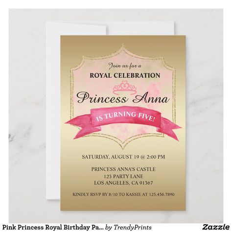 Pink Princess Royal Birthday Party invitation Royal Birthday Party, Her Royal Highness, Birthday Invitations Diy, Card Party, Invitation Party, Invitations Diy, Glitter Gifts, Custom Ideas, Gold Invitations