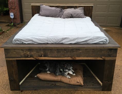 Bed Frames With Dog Bed Underneath, Platform Bed With Dog Bed Under, Diy Bed Frame With Dog Bed Underneath, Queen Bed With Dog Bed Underneath, Bed Frame With Dog Bed Under, Bed With Built In Dog Bed, Cute Dog Beds For Big Dogs, Bed Frame With Dog Bed, Bed With Dog Bed Attached