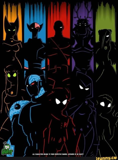 This is adorable :) Teen Titans Poster, Titans Poster, Slade Teen Titans, Teen Titans Raven, Teen Titans Love, Original Teen Titans, Teen Titans Fanart, Teen Titan, Martian Manhunter