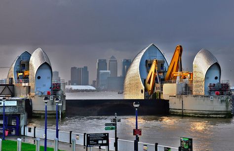 Thames Barrier, London - The gates are shut - London Gates Thames Barrier, London Sights, London Landmarks, The Friday, London Food, London Places, River Thames, London Photos, Favorite City